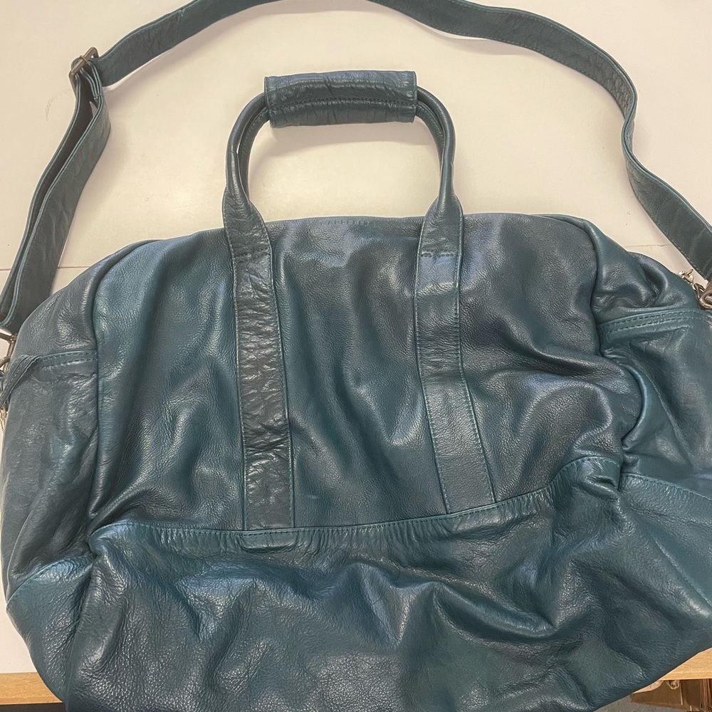 The wanderers Women's Leather Travel Bag - Deep Blue - Picture 4 of 5